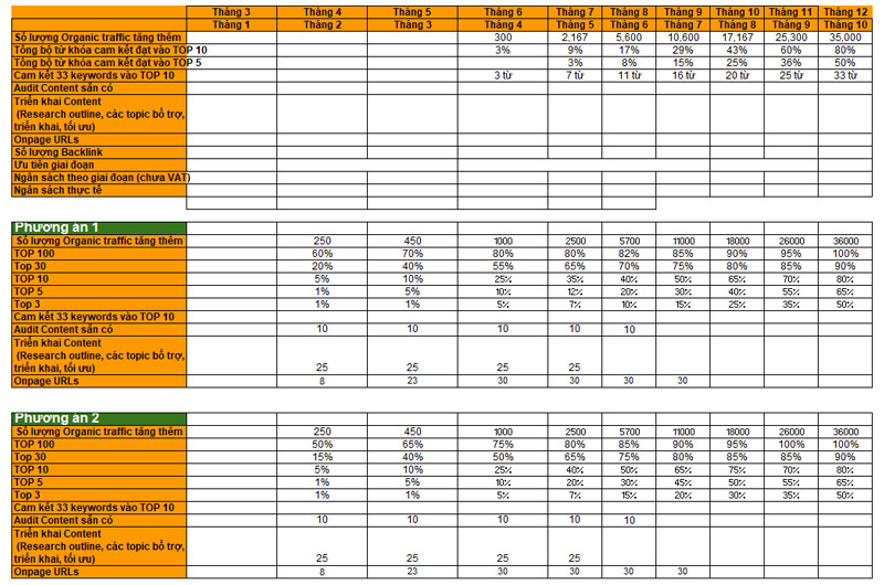 Mẫu đánh giá KPI phòng SEO