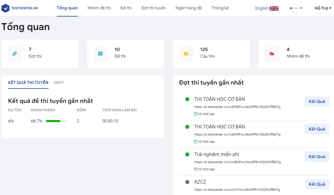 Hệ thống đánh giá năng lực nhân sự TestCenter.vn