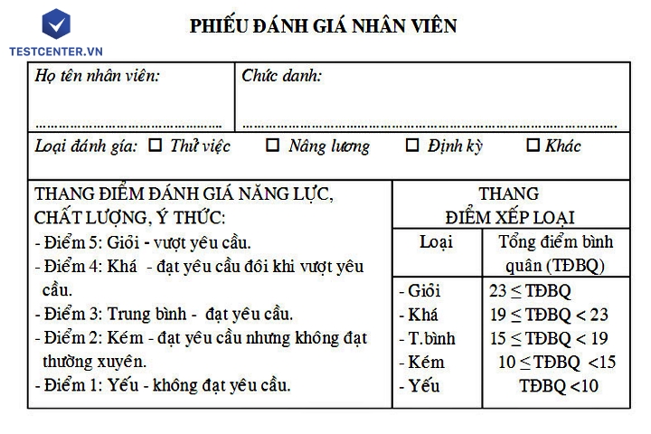 đánh giá cuối năm nhân viên cấp dưới