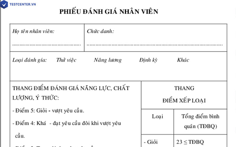 Mẫu đánh giá nhân viên cuối năm khác nhau đối với từng doanh nghiệp