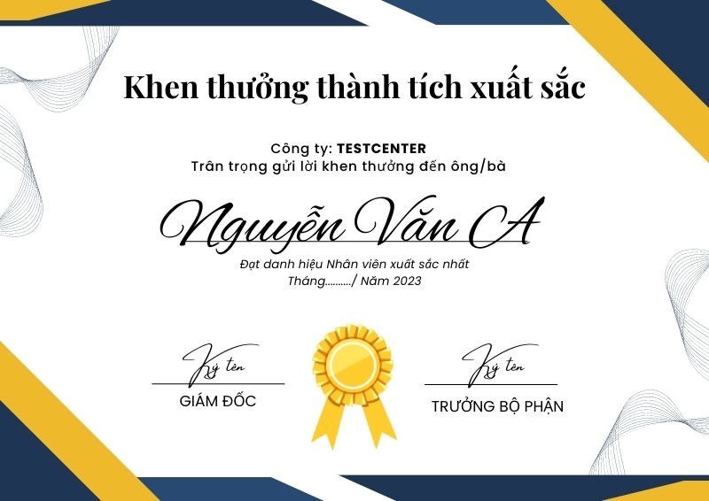 Mẫu bằng khen nhân viên xuất sắc 02