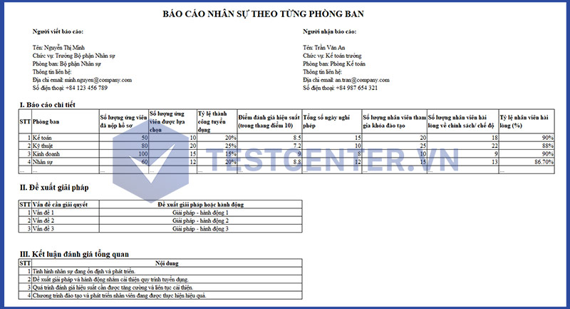 Mẫu báo cáo nhân sự 01